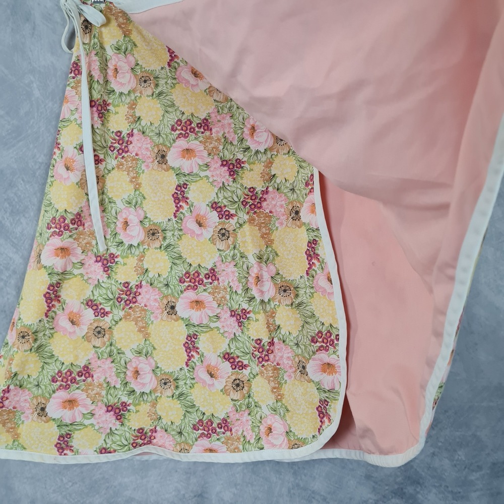 Floral Wrap Skirt Womens M Multicolor Cotton Canvas Lined Midi Handmade - Picture 7 of 16